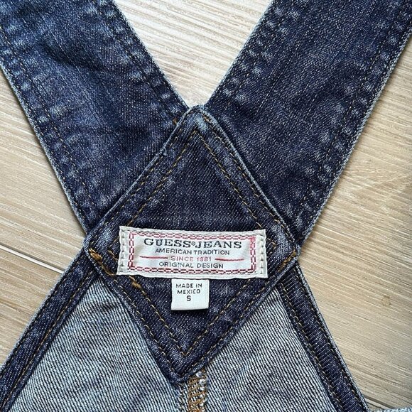 Guess Paulette Shortall Denim Distressed Overalls Women’s Size S - Picture 10 of 16